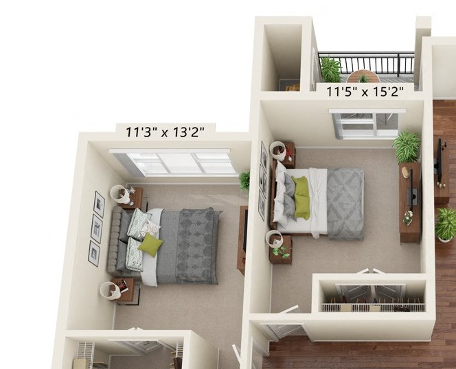 Two Bedroom - D2 (60%) Floor Plan at South Range Crossings, Parker